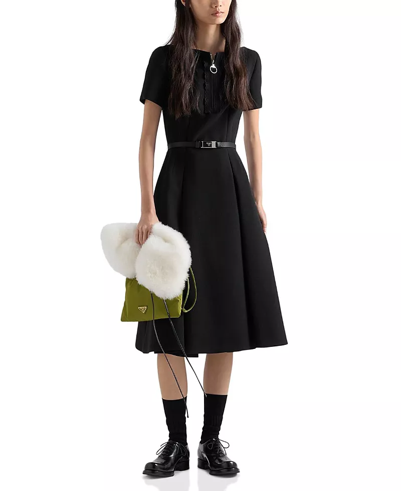 Prada Embroidered Natte Fabric Dress
