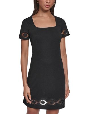 Karl Lagerfeld Paris Embroidered Cutout Mini Dress