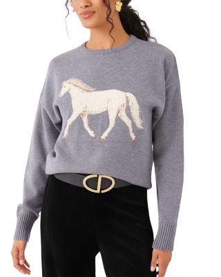 Equestrian Intarsia Crewneck Sweater