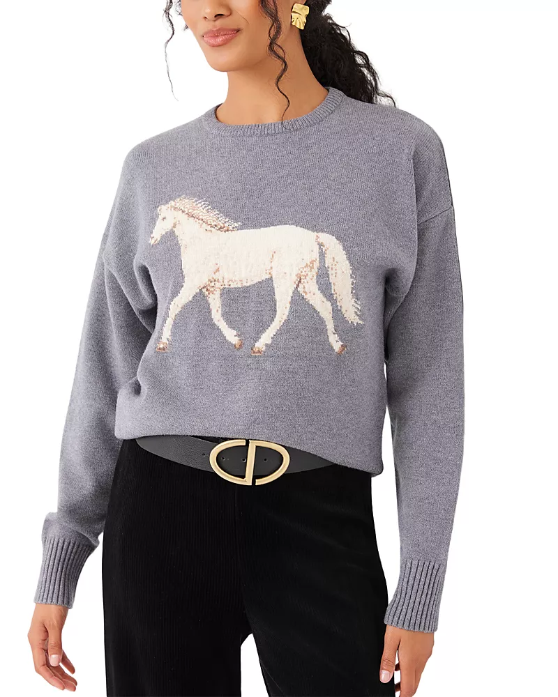 Karen Kane Equestrian Intarsia Crewneck Sweater