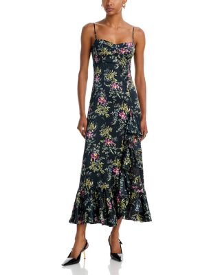 Cinq a Sept Renessa Floral Ruffled Front Slit Dress
