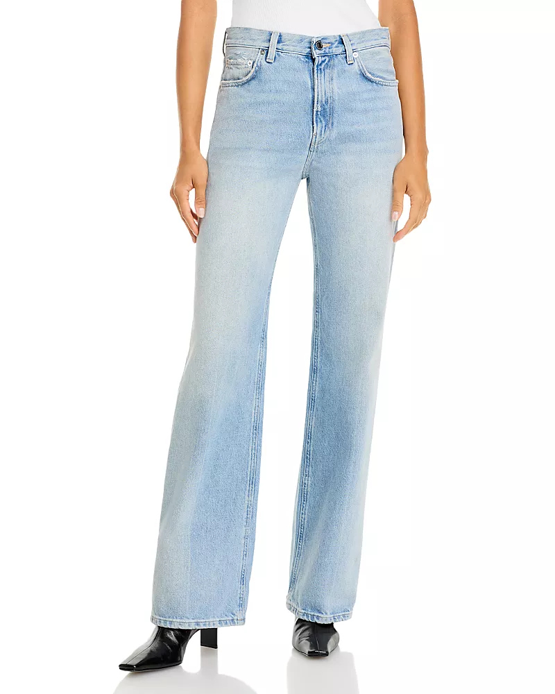Haikure Korea High Rise Flare Leg Jeans in Spectre Blue