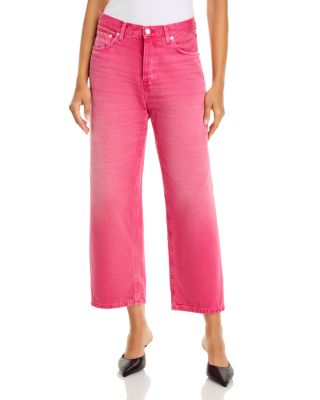 Betty Bull High Rise Wide Leg Crop Jeans in Raspberry