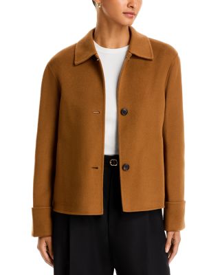 Double Face Wool Blend Boxy Cuff Jacket