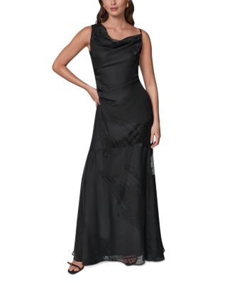 Donna Karan New York Sleeveless Cowl Neck Satin Burnout Gown