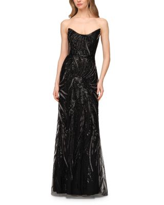 Theia Clarissa Beaded Strapless Gown