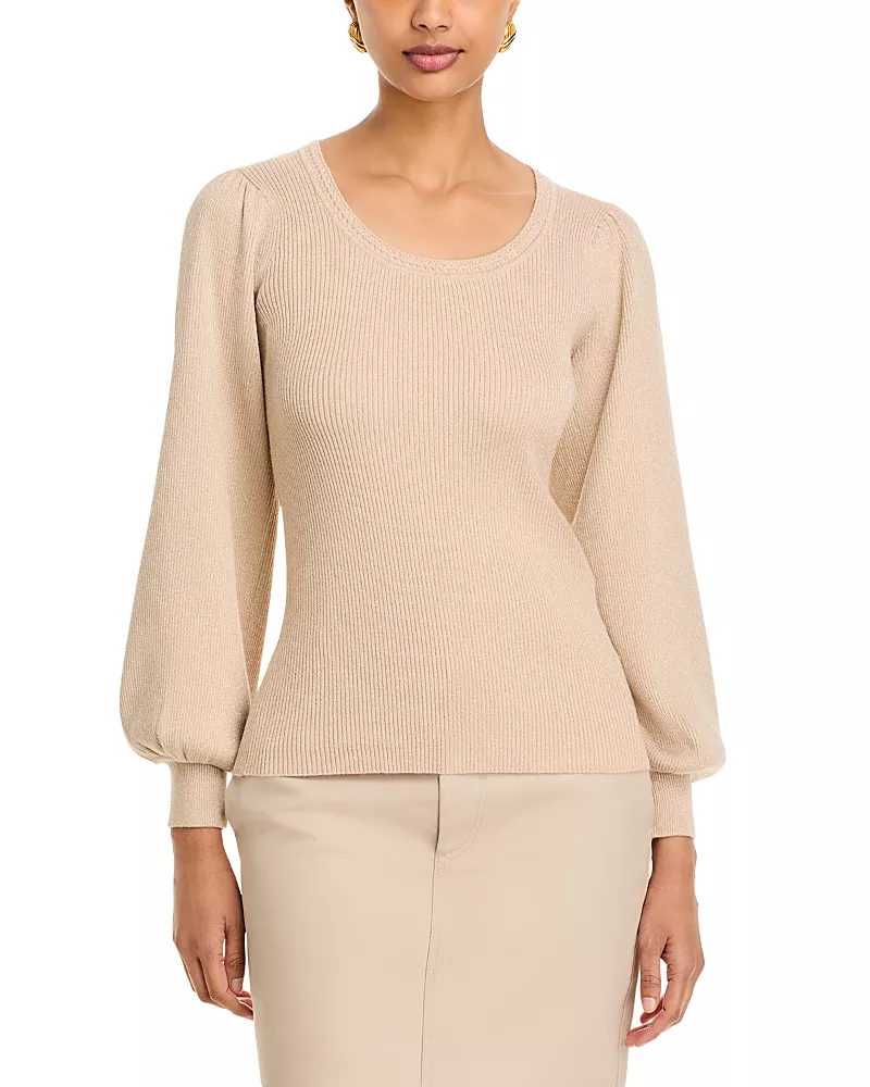 T Tahari Metallic Rib Knit Top