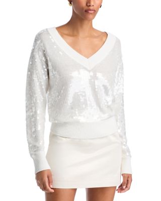 Milly Ilaria Sequin V Neck Top