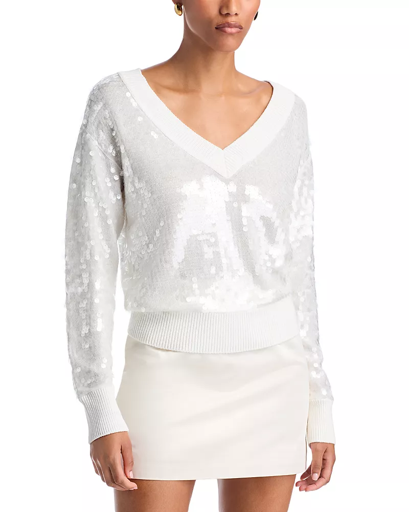 Milly Ilaria Sequin V Neck Top
