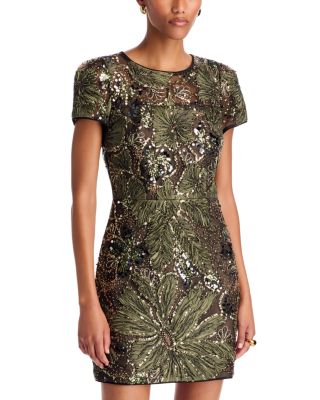 Sofia Floral Embellished Floral Jacquard Mini Dress