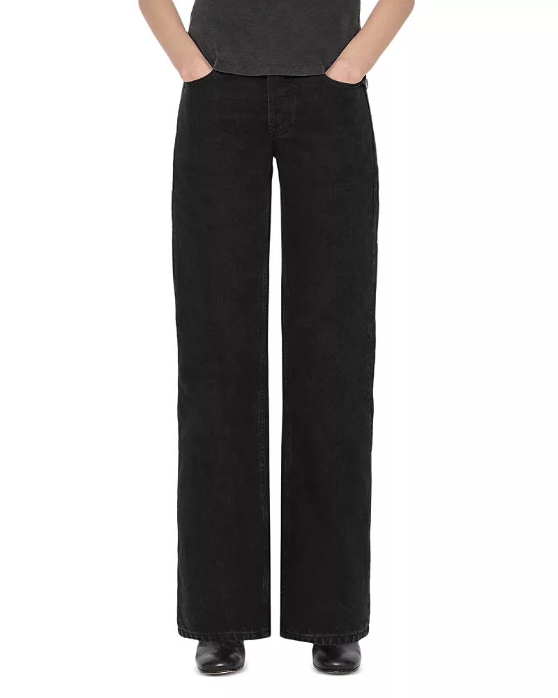 Allsaints Cohen Mid Rise Straight Jeans in Black