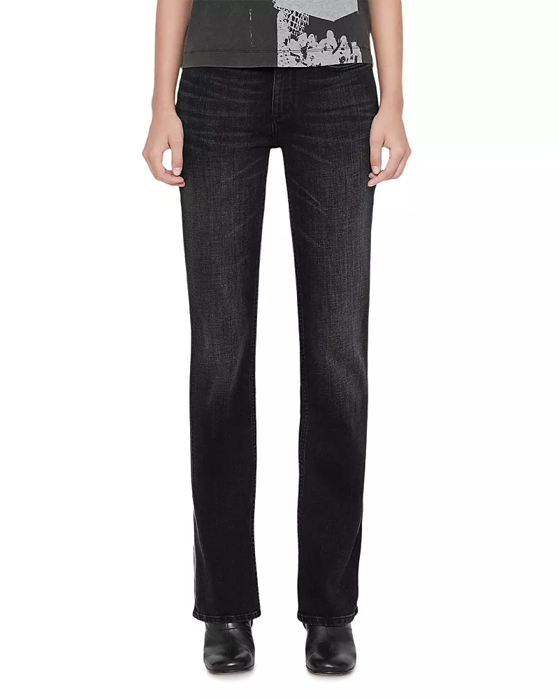 Allsaints Eve Cotton Stretch High Rise Bootcut Jeans in Washed Black