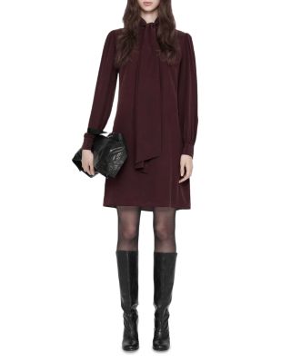 Jamie Silk Tie Neck Mini Dress