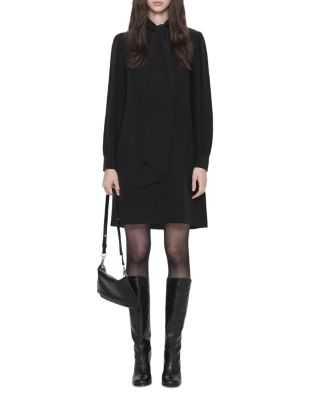 Allsaints Jamie Silk Tie Neck Mini Dress
