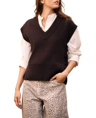 Women's V Neck Tabard Sleeveless Vest Sweater