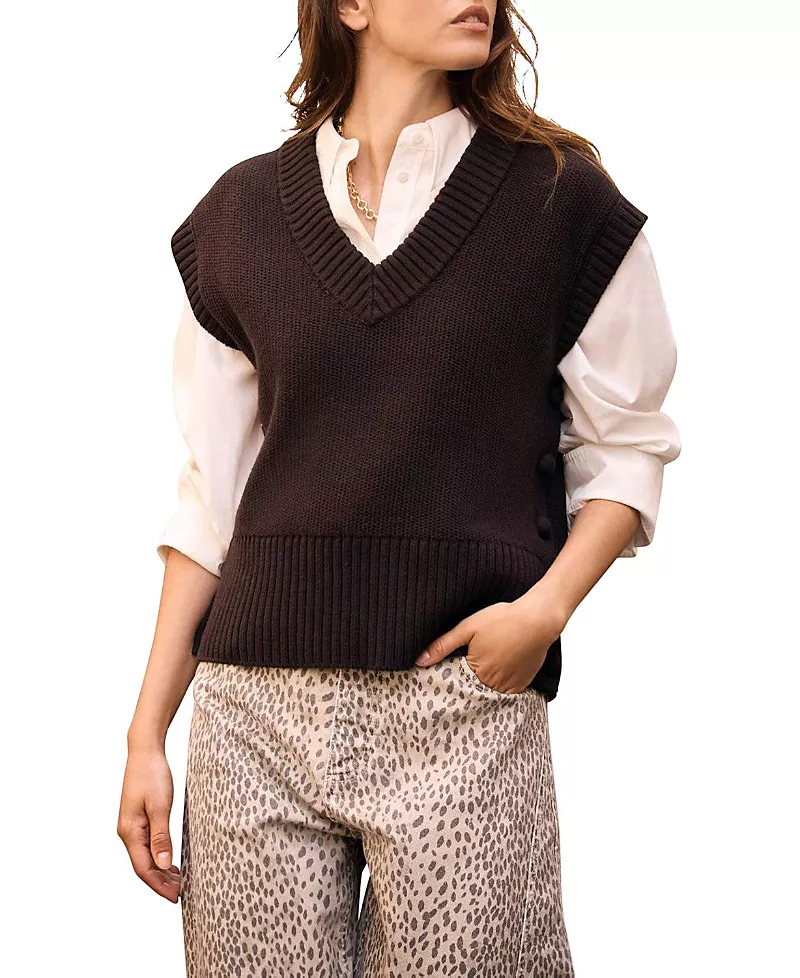 Mint Velvet Women's V Neck Tabard Sleeveless Vest Sweater
