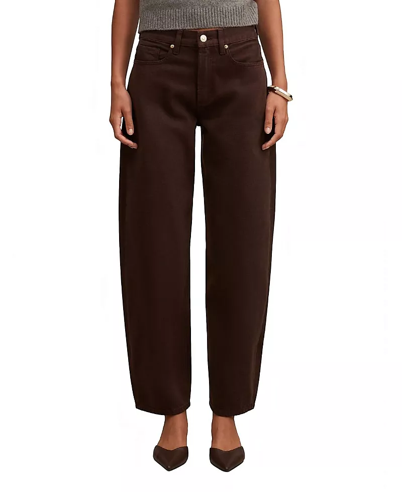 Ever New Women's Emma Mid Rise Barrel Jeans in Chocolate