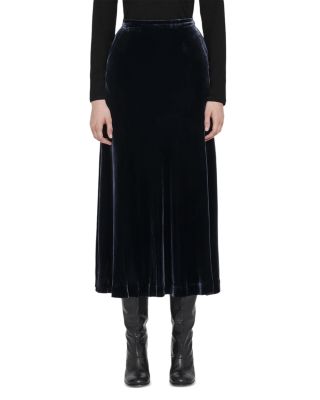 Nalia Silk Blend Velvet Midi Skirt