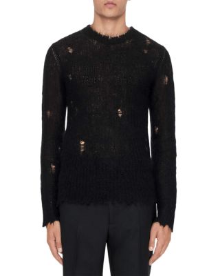 Parx Distressed Rib Knit Crewneck Sweater