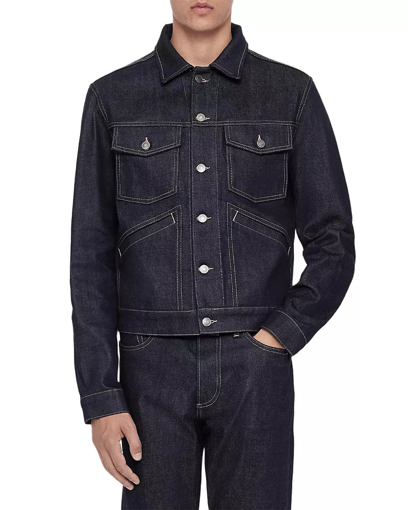 Allsaints Selvedge Cotton Pocket Trucker Jacket