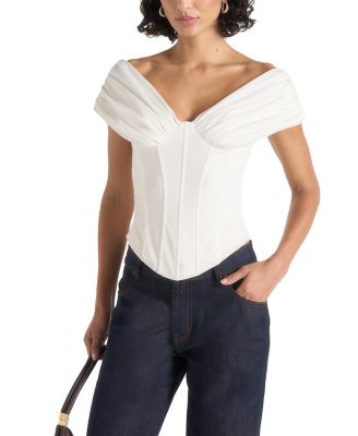 Ursula Ruched Off shoulder Cotton Corset Top