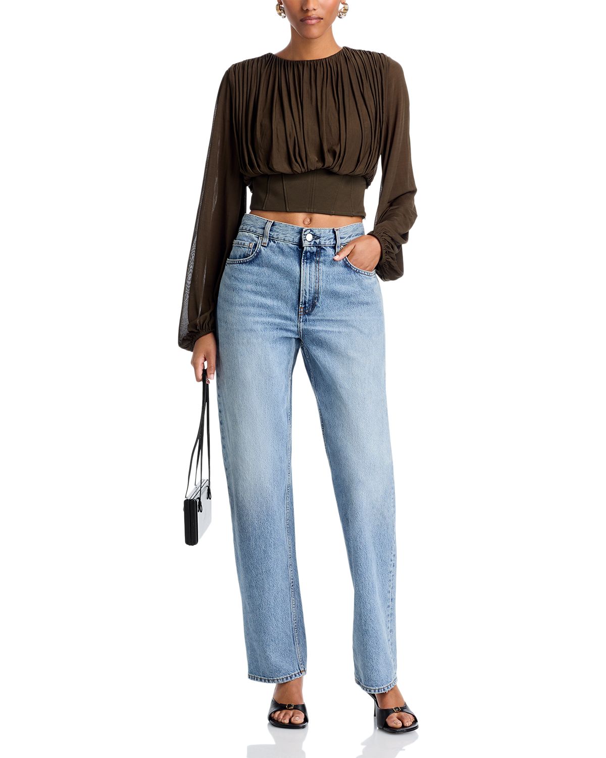 Riley Gathered Cropped Long Sleeve Top thumbnail 2