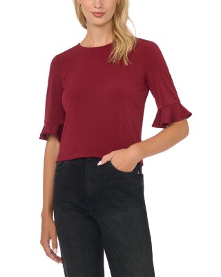 Glitter Knit Ruffle Cuff Top