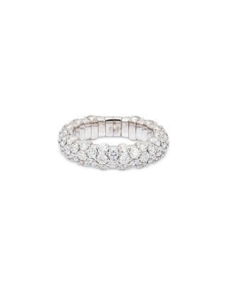 18K White Gold Stretch Diamond Multirow Statement Band, 2.59 tcw