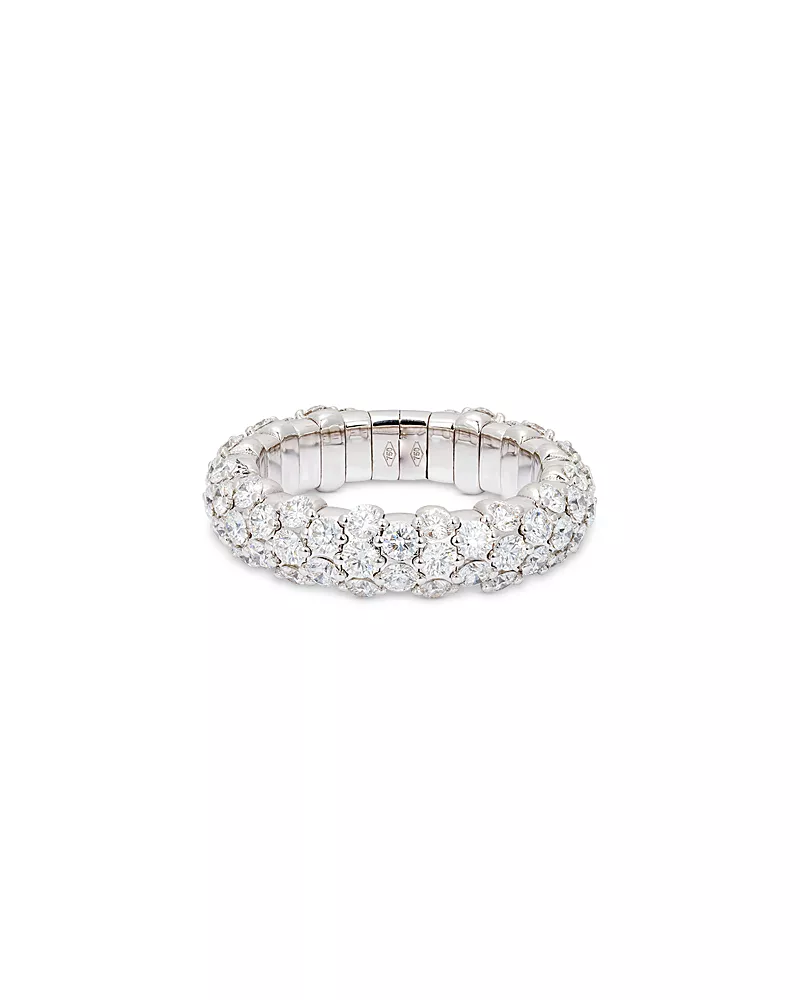 Zydo 18K White Gold Stretch Diamond Multirow Statement Band, 2.59 tcw