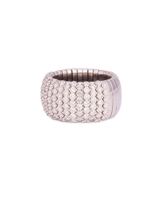 18K White Gold Stretch Diamond Half Eternity Wide Band, 3.09 tcw
