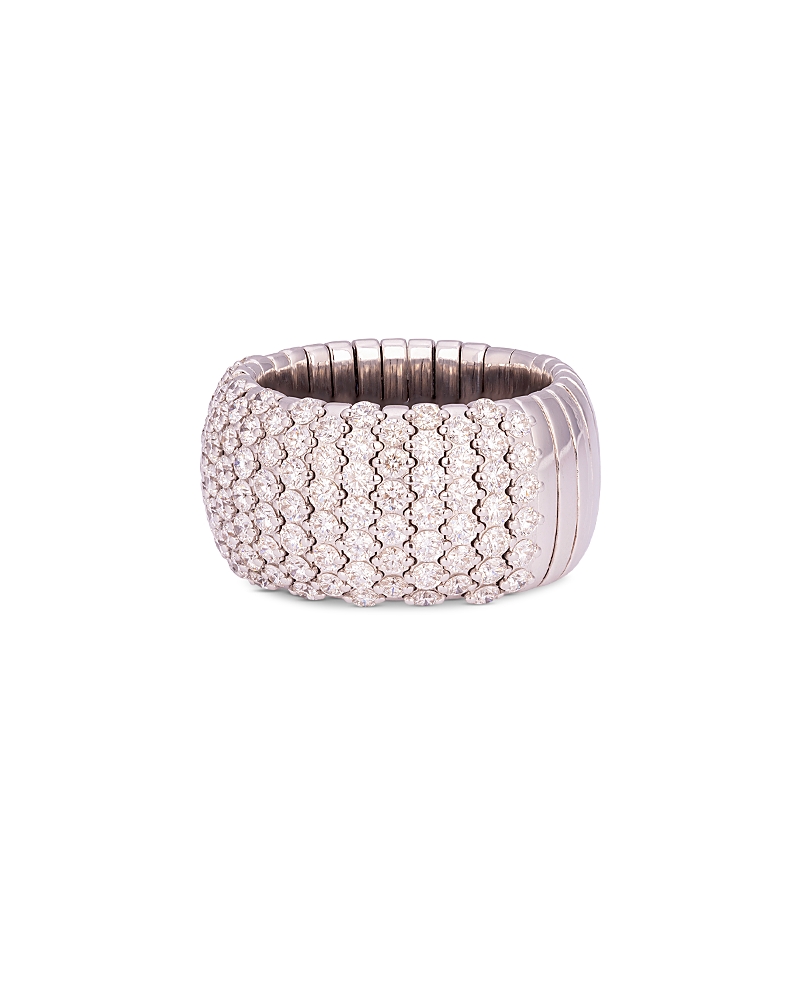 Zydo 18K White Gold Stretch Diamond Half Eternity Wide Band, 3.09 tcw