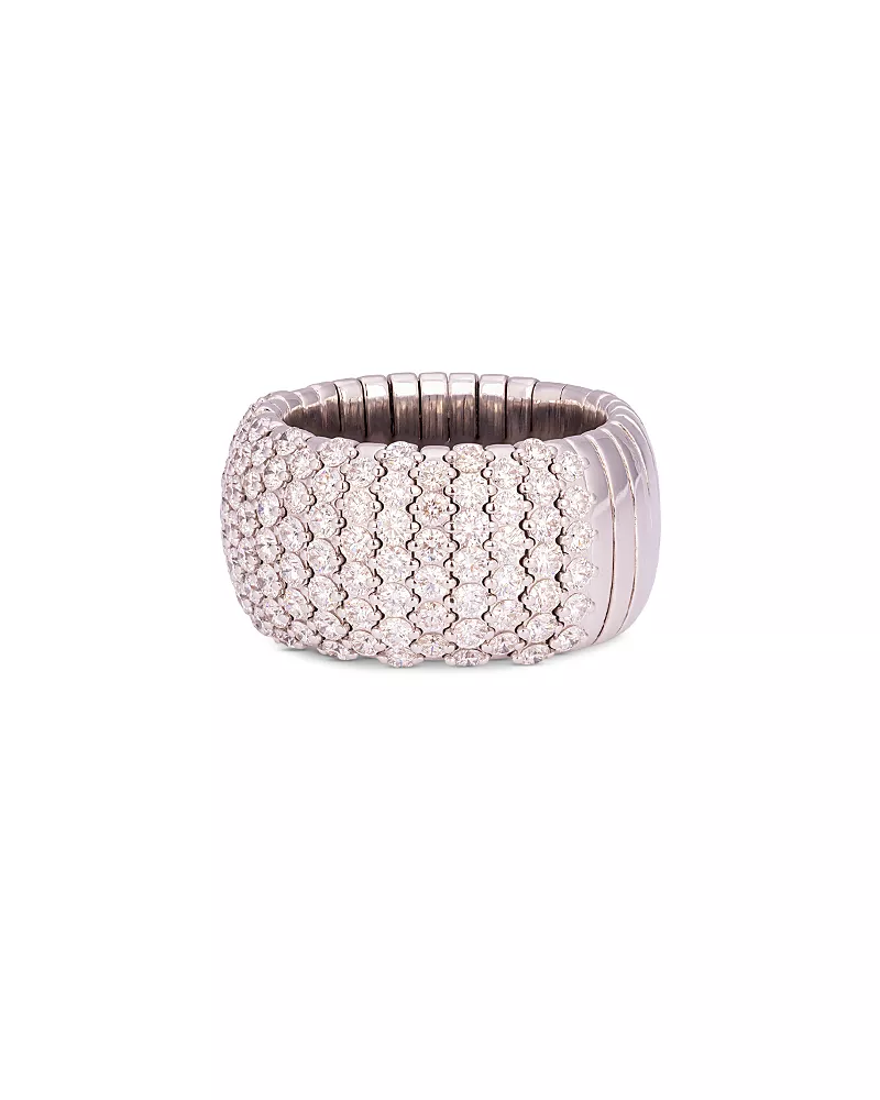 Zydo 18K White Gold Stretch Diamond Half Eternity Wide Band, 3.09 tcw