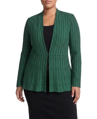 Plus Dotted Stripe Peplum Knit Jacket