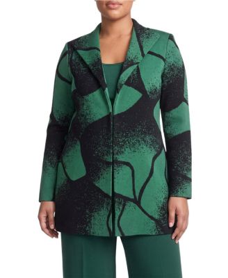 Ming Wang Plus Abstract Jacquard Knit Jacket