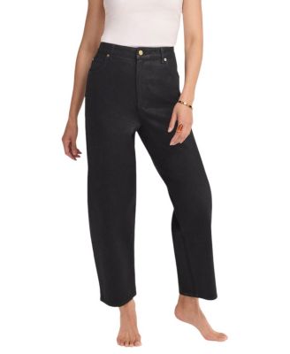  Women's Coated Barrel Jeans in Black