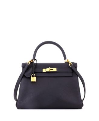 Kelly 28 Handbag Black Togo with Gold Hardware