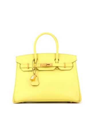Pre-Owned HERMES Birkin 30 Handbag Yellow Epsom with Gold Hardware