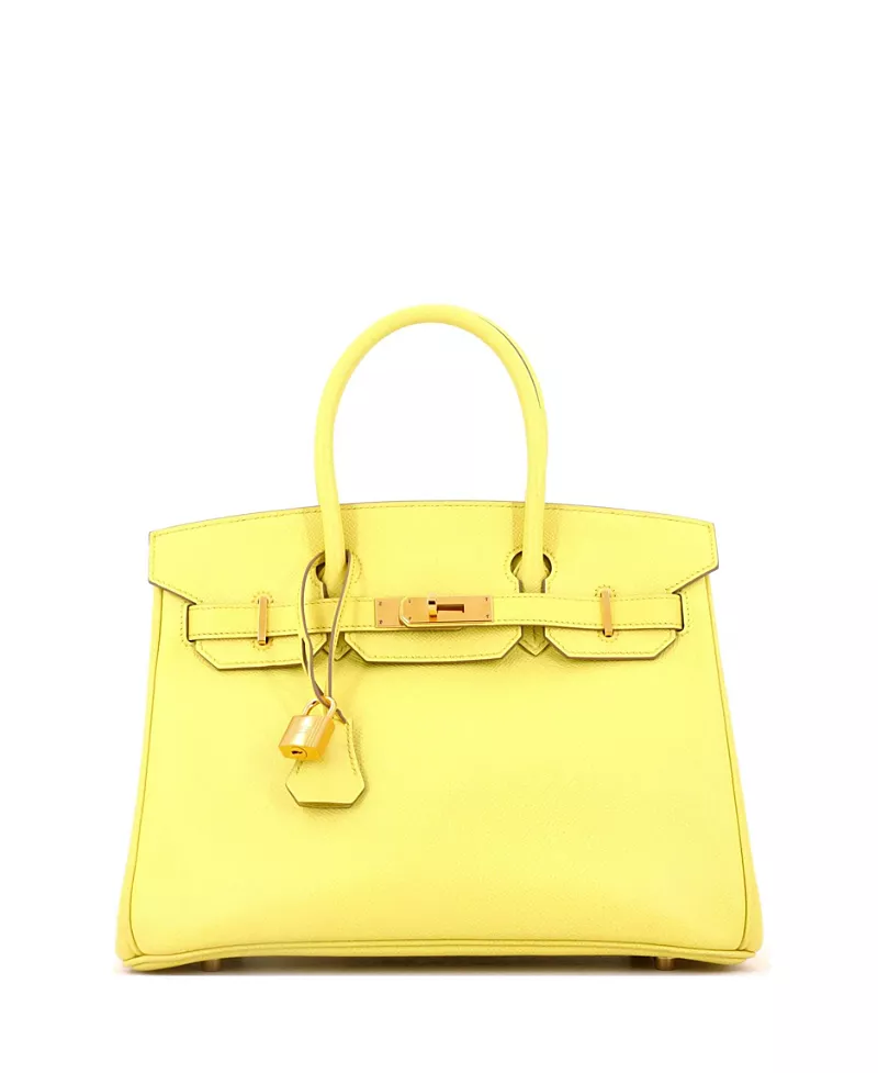 Pre-Owned HERMES Birkin 30 Handbag Yellow Epsom with Gold Hardware