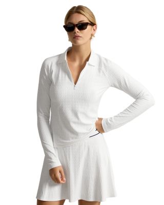 Slim Fit Cable Knit Quarter-Zip Polo Shirt