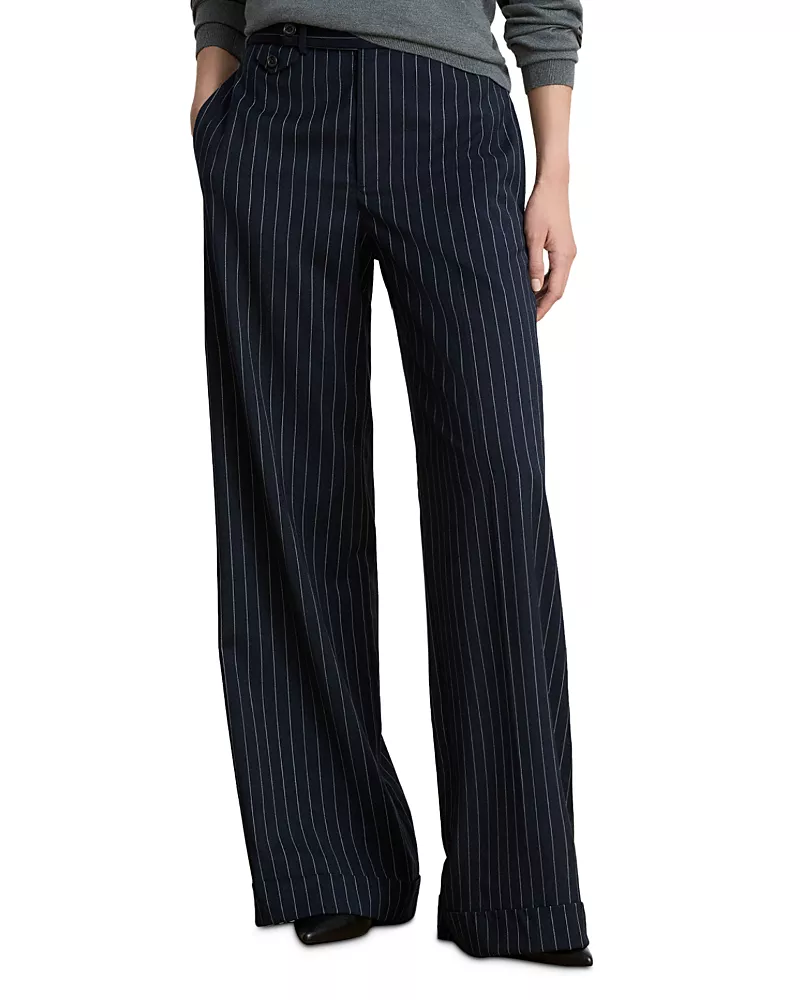 Lauren Ralph Lauren Twill Pinstripe Wide Leg Pants