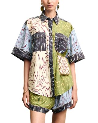 Alba Colorblocked Printed Cotton Shirt