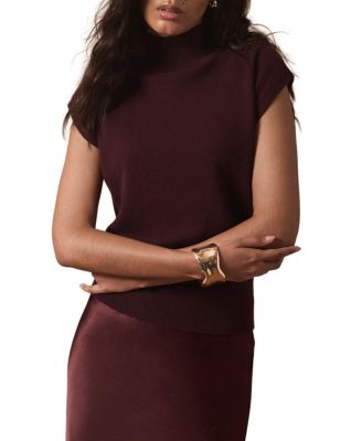 Women's Sleeveless High Neck Knit Top