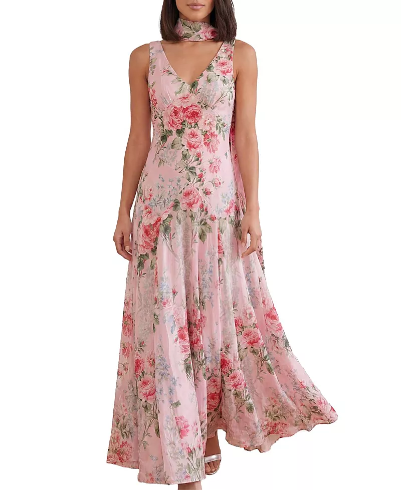 Needle & Thread Palace Garden Jacquard V-Neck Maxi Gown