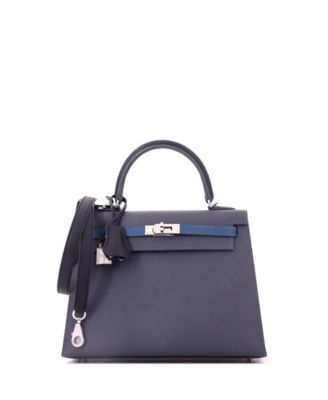 Kelly 25 Handbag Bicolor Epsom with Palladium Hardware