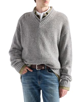 Double V Neck Cashmere Oversized Sweater