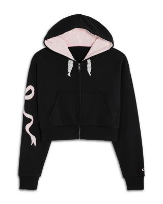 Girls' Dylan Bow Appliqu&eacute; Cropped Zip Hoodie - Big Kid