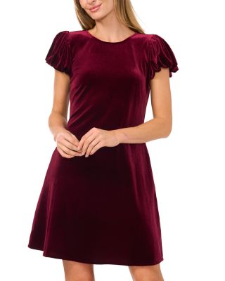 Velvet Bubble Sleeve Mini Dress