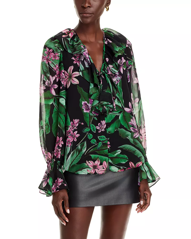 Kobi Halperin Hadley Floral Print Ruffle Blouse