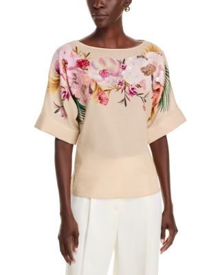 Marina Beaded Cotton Boat Neck Blouse