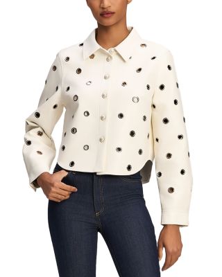 Faux Leather Grommet Embellished Jacket